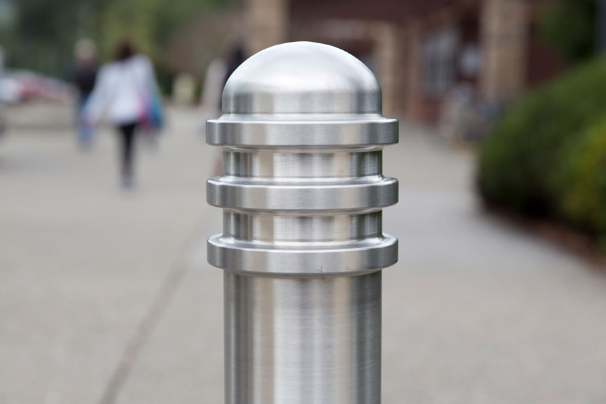 Close-up photo of stainless steel bollard