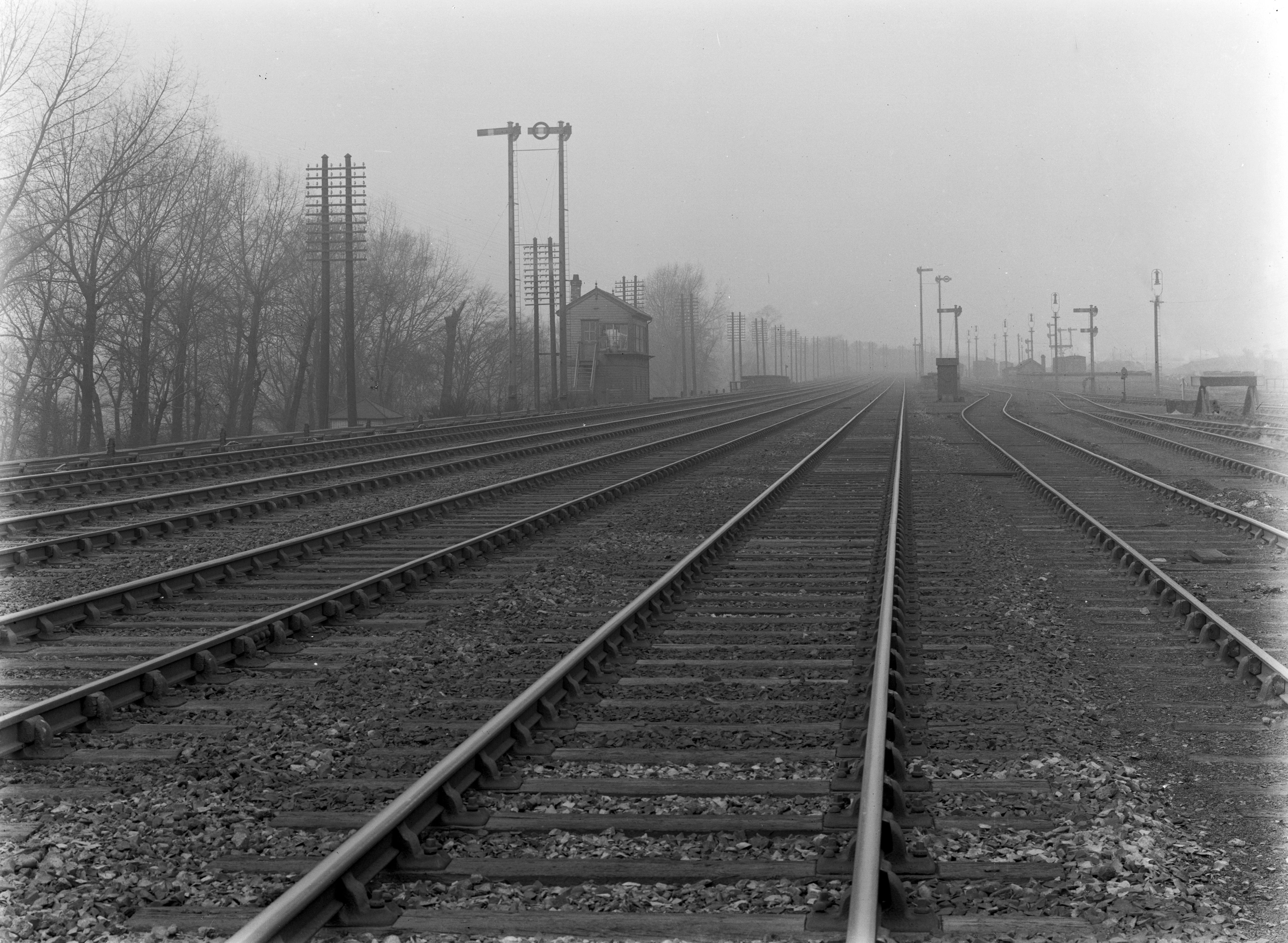 Permanent Way main line showing signal cabin, 1923