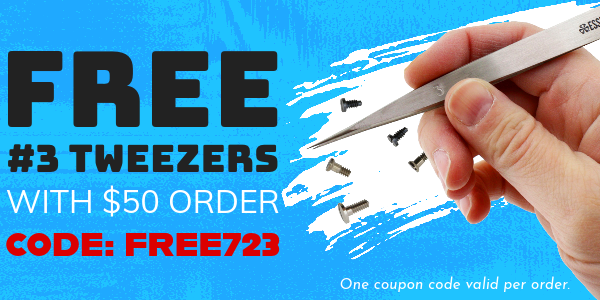 • Free #3 Non-Magnetic Tweezers with $50 Order